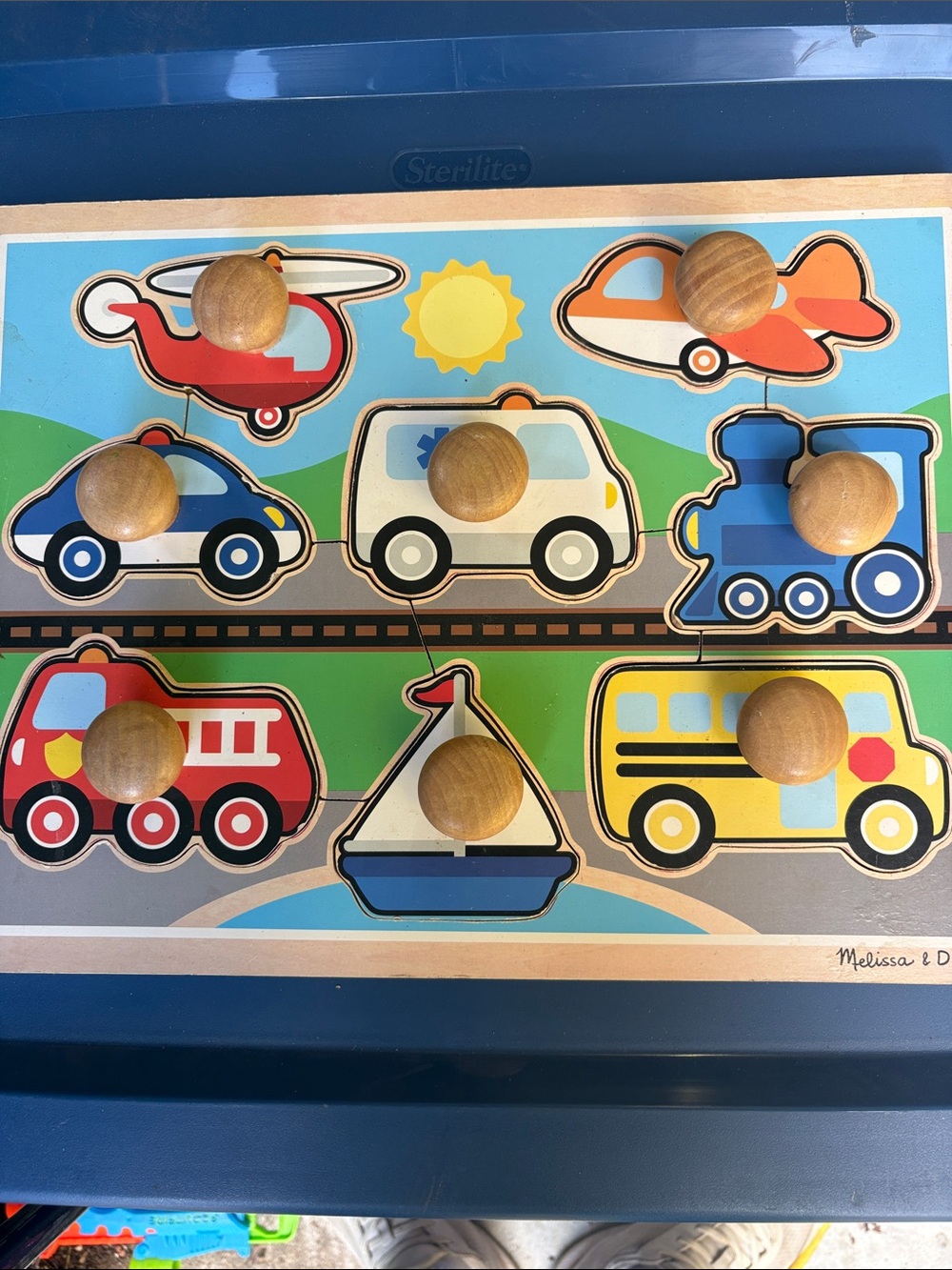 Melissa & Doug Wooden Vehicles Peg Puzzle - Multicolor